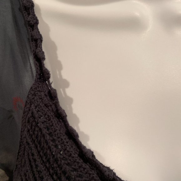 Free People Dark Green Crochet and Chiffon Floral Dress, Size Medium - Picture 10 of 16